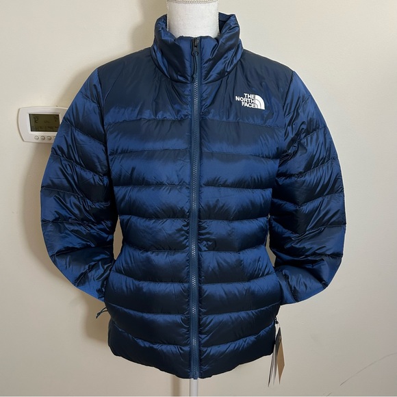 The North Face Women's Aconcagua Jacket Down Zip Coat Shady Blue Sz L